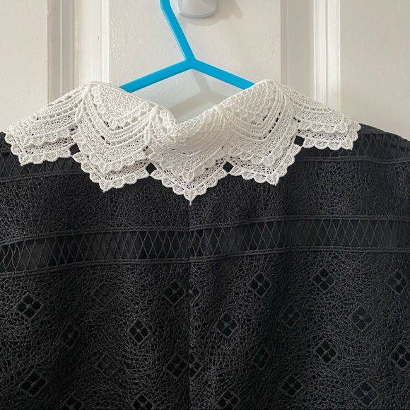 NWT Zara Black Lace Collared Shift A Line Dress XS - Picture 12 of 14